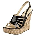 Miss Me Women's Heart-12 Open Toe Slingback Wedge