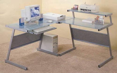 Silver 3 Piece Computer Workstation By Coaster Furniture