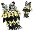 BIG Wise Owl Matte Silver/Pewter Finished Fashion Ring with Black & Amber "Feathers"