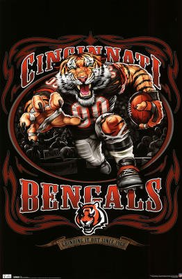 (22x34) Cincinnati Bengals (Mascot, Grinding It Out Since 1968) Sports Poster Print