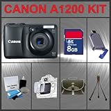 Canon Powershot A1200 Digital Camera (Black) Huge Accessories Package Inclu ....