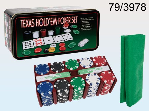 Texas Holdem Poker Set In Metal Tin
