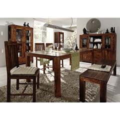 Wolf M�bel Guru Massivholz Essgruppe Akazie 160x90cm mit 2 B�nken