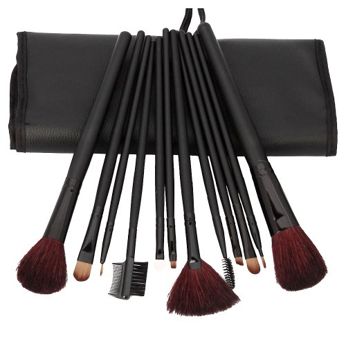 12pcs Professional Black Rod Cosmetic Makeup Make up Brush Brushes Set Kit with Bag Case