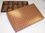 Scott's Cakes Cocoa Covered Dark and Pecan Dark Chocolate Truffles 1 Pound Christmas Plaid Box