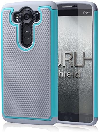 LG V10 Case, URUShield [Spring Series] LG V10 Case [Gray/Turquoise] Quality PC Silicone Defender Best Protective Anti-slip Anti-stretch Impact-resistant Dual Layer Hard Stylish Cover