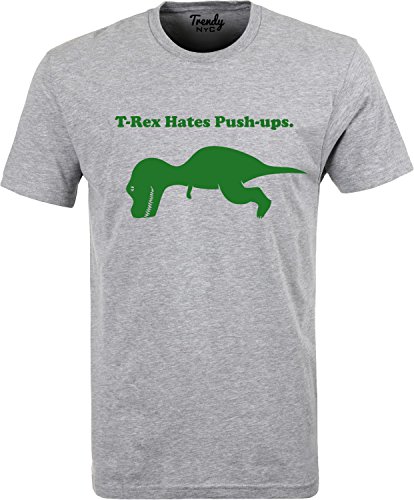 T-rex Hates Pushups Funny Mens T-shirt Gym Shirts Grey/Forest L