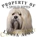 Lhasa Apso dog breed THROW PILLOW 16 x 16 - white with forest green denim