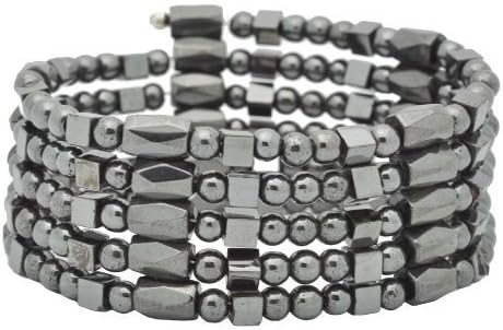 Magnetic Beaded Simulated Hematite Bracelet (Gunmetal Tone Wrap)