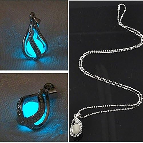 HOT Fashion Fluorite Rhinsetone Women the Little Mermaid's Teardrop Glow in Dark Pendant Necklace