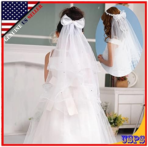 Wedding Bridal &amp; Children Head Veil Short 2 Tiers for Baptism Communion LN-VL001