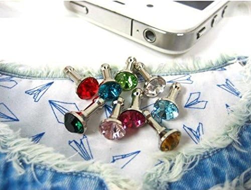 WOPS® 10pcs/Lot Universal Dust Plug Bling CZ Crystal Dustproof Plug Anti Dust 3.5mm Jack Dust Plug Caps For Smartphones Tablet PC with 3.5 mm Jack