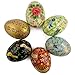 Set of 6 Flowers and Birds Wooden Pysanky Ukrainian Easter Eggs Pysanky 3 Inches