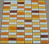 0.5 X 2 White Yellow Orange Mix Glass Mosaic Tile 10sqft/ One Box C20