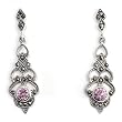 Marcasite with Pink CZ Earrings, Size: 37mm