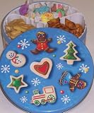 Scott's Cakes Taffy, Peanut Brittle, and Peanut Butter Pretzel Nuggets Combo in a Christmas Cookie Tin