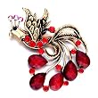 January Birthstone Red Tail Phoenix Brooch