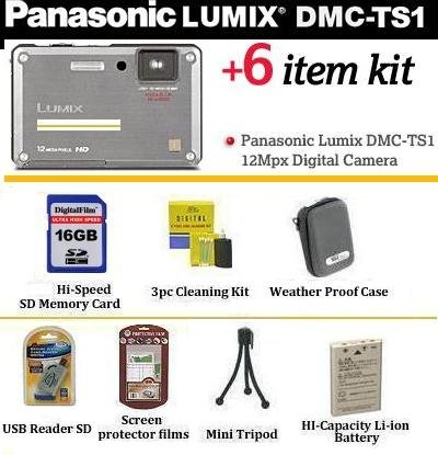 Panasonic Lumix DMC-TS1 12MP Digital Camera (Silver) With Essential Lumix Accessory Kit Includes 4GB Memory - Extended Life battery - Slim Hard Case - Mini Tripod + More Panasonic Lumix DMC-TS1 12MP Digital Camera (Silver) With Essential Lumix Accessory Kit Includes 4GB Memory - Extended Life battery - Slim Hard Case - Mini Tripod + More