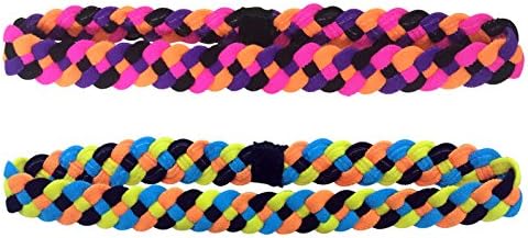 Braided Headbands, Multi Colored Headbands, Stunning Authentic Braided Bands, Soft and Washable, Perfect for Sports and Working Out Combo 4 (2 Pack)