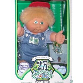 Cabbage Patch Kids 25th Anniversary Caucasian Boy Blonde Hair Green Eyes Overalls by