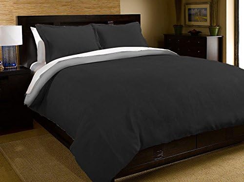 Reversible Microfiber Comforter Duvet Cover Set (Twin, Black/gray)