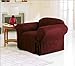 Green Living Group Chezmoi Collection Soft Micro Suede Solid Burgundy Red Armchair/Arm-Chair Cover Slipcover with Elastic Band Under Seat Cushion, Burgundy/Red