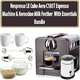 Nespresso LE Cube Aero in-Pack C185T Titan Gray Espresso Machine & Aeroccino Milk Frother Cream & Sugar Set With Two Coffee Mug\'s And Two Demi Spoon\'s