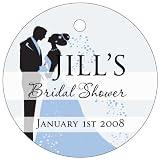 Baby Keepsake: Bride and Groom Design -Black Circle Shaped Personalized Thank You T (Set of 60)