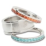 NHL San Jose Sharks Logo Crystal Stacked Ring Set (Size 7)