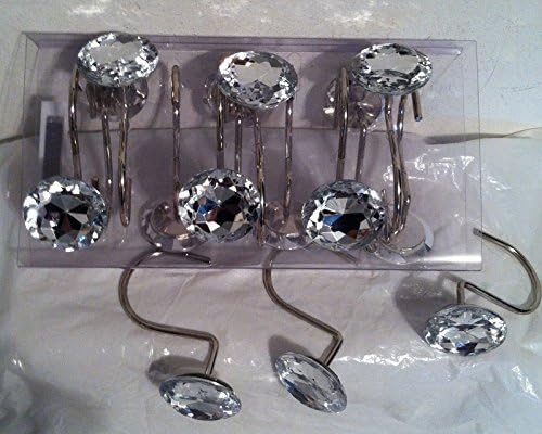 12 Rhinestone Rolling Shower Curtain Hooks for Bathhroom