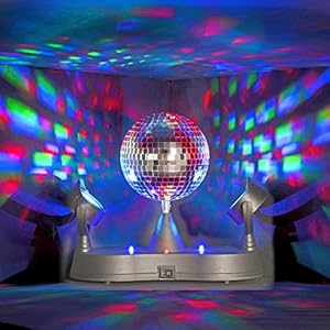 LAMPE DISCO Table Boule &agrave; facette et 2 projecteurs LED