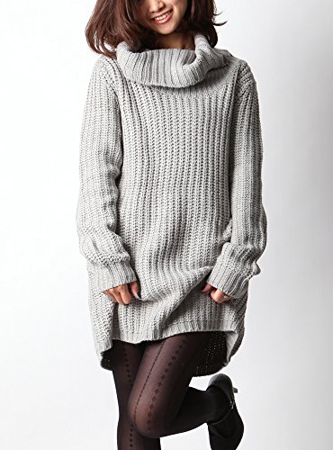 (ディーループ)D-LOOP タートルニットチュニック トップス チュニックワンピース 長袖 ざっくり ゆったり もこもこ かわいい モテ ゆる レディース 108141