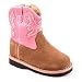 Roper Girls Pink Suede Two Tone Design Cowboy Boots Infant Toddler 4-8