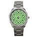 Sport Metal Watch of Green Ornate Celtic Knot (Irish Jewelry, Pendant, Ring, Necklace)