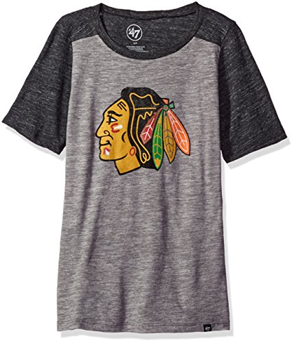 NHL Chicago Blackhawks Women's '47 Empire Tee, Vintage Grey, Medium