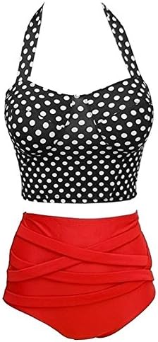 PEEYOO Lady High-waist Sexy Swimsuit Bikini Two-piece Polka Dot Size L