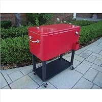 Outdoor Patio Black/Silver Metal Outdoor Cooler Cart