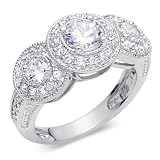 Bold & Beautiful Round Shape White Cubic Zirconia Size 8 Ring in Sterling Silver