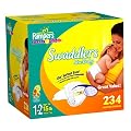 Pampers Swaddlers Diapers, Size 1-2 (up to 15 Lbs), Economy Plus Pack, 234 Swaddlers