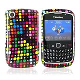 For Blackberry Curve 8520 Hard Case Polka Dots Black
