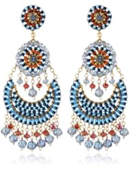 Miguel Ases Iolite Hydro-Quartz Small Bohemian Fan Drop Earrings