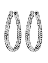 2.32 ct. tw Round Cut Diamond Pave Tear Shaped Inside Outside Hoop Earrings - F-G VS2 - 14 Kt. White Gold