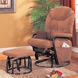 Gervais Swivel Glider Recliner and Ottoman Set in Brown
