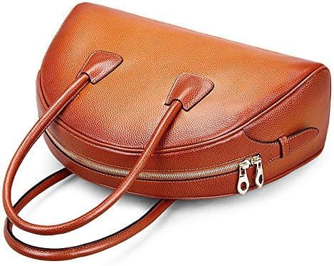 QISHI YUHUA WB Womens Half Moon Shaped Bag Retro Fashion Red-brown Luxury Quality Leather Tote Handbag