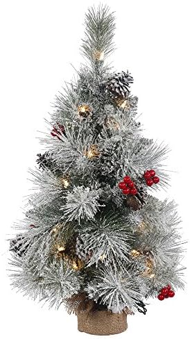 18" Frosted Mixed Berry Pine Artificial Christmas Tree with 20 Clear Lights