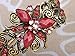 Alilang Womens Antique Golden Tone Red Rhinestone Floral Lily Poinsettia Flower Bangle Cuff Bracelet
