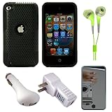 Metallic Black Protective Rubberized Crystal Hard Snap-on Case and Black Silicone Gel Skin for Apple iPod Touch 4th Generation, 4th Gen (8GB, 16GB, 32GB, 64GB) + INCLUDES!!! Mirror Screen Protector for Apple iPod Touch 4th Generation + INCLUDES White USB Home Charger + INCLUDES White USB Car Charger + INCLUDES Green Hifi Noise Reducing Headphones / Earbuds Metallic Black Protective Rubberized Crystal Hard Snap-on Case and Black Silicone Gel Skin for Apple iPod Touch 4th Generation, 4th Gen (8GB, 16GB, 32GB, 64GB) + INCLUDES!!! Mirror Screen Protector for Apple iPod Touch 4th Generation + INCLUDES White USB Home Charger + INCLUDES White USB Car Charger + INCLUDES Green Hifi Noise Reducing Headphones / Earbuds