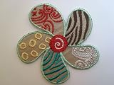 Blume Bl�te Blumen Bl�ten Flora turkis braun AUFN�HER APPLIKATION B�GELBILD PATCH