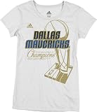 NBA Women's Dallas Mavericks 2011 Finals Champions Locker Room Cap Sleeve Tee Shirt (White, Small)