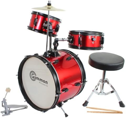 Red Drum Set Complete Junior Kid’s Children’s Size with Cymbal Stool Sticks - Everything You Need to Start Playing